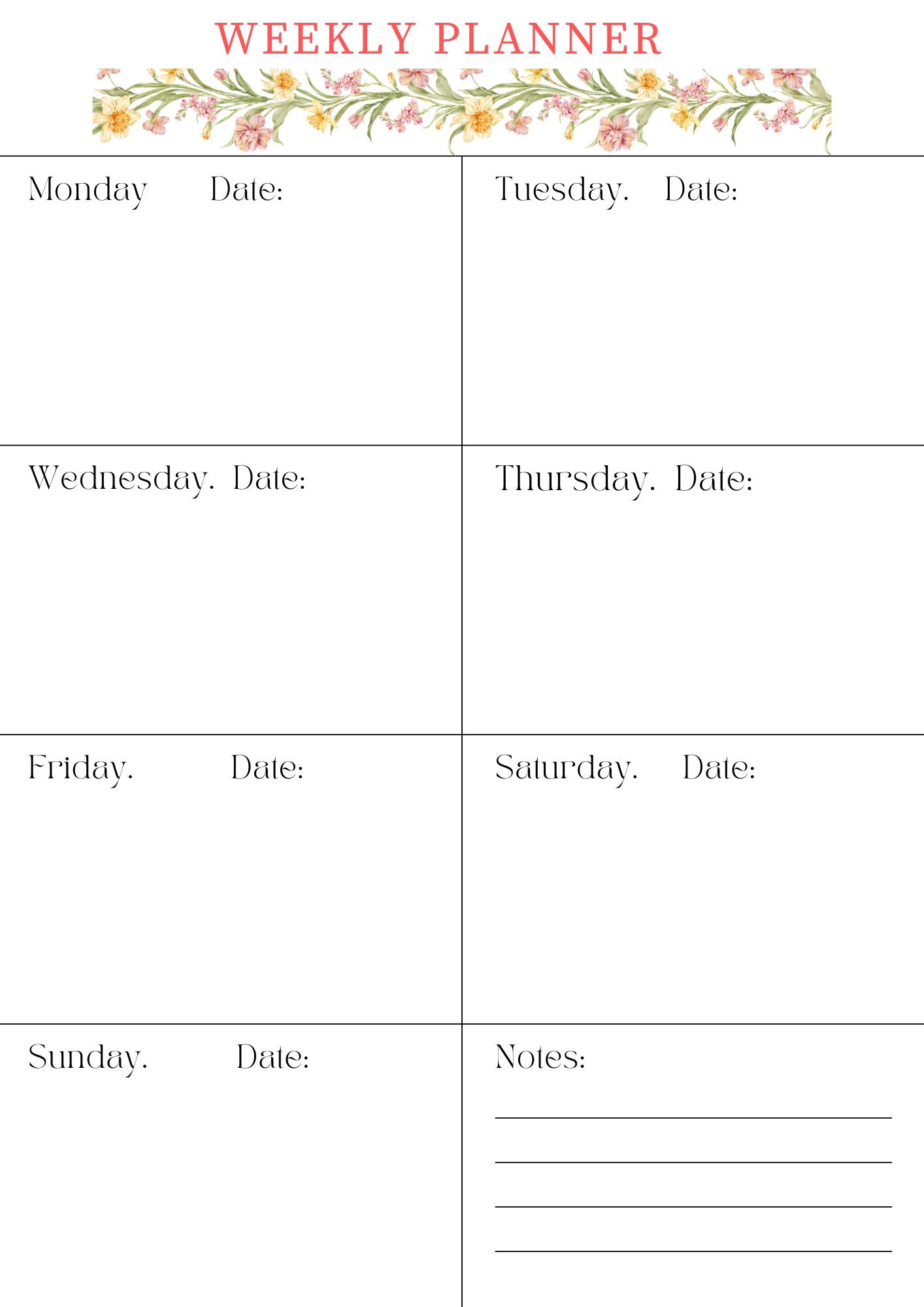 Spring Weekly Planner