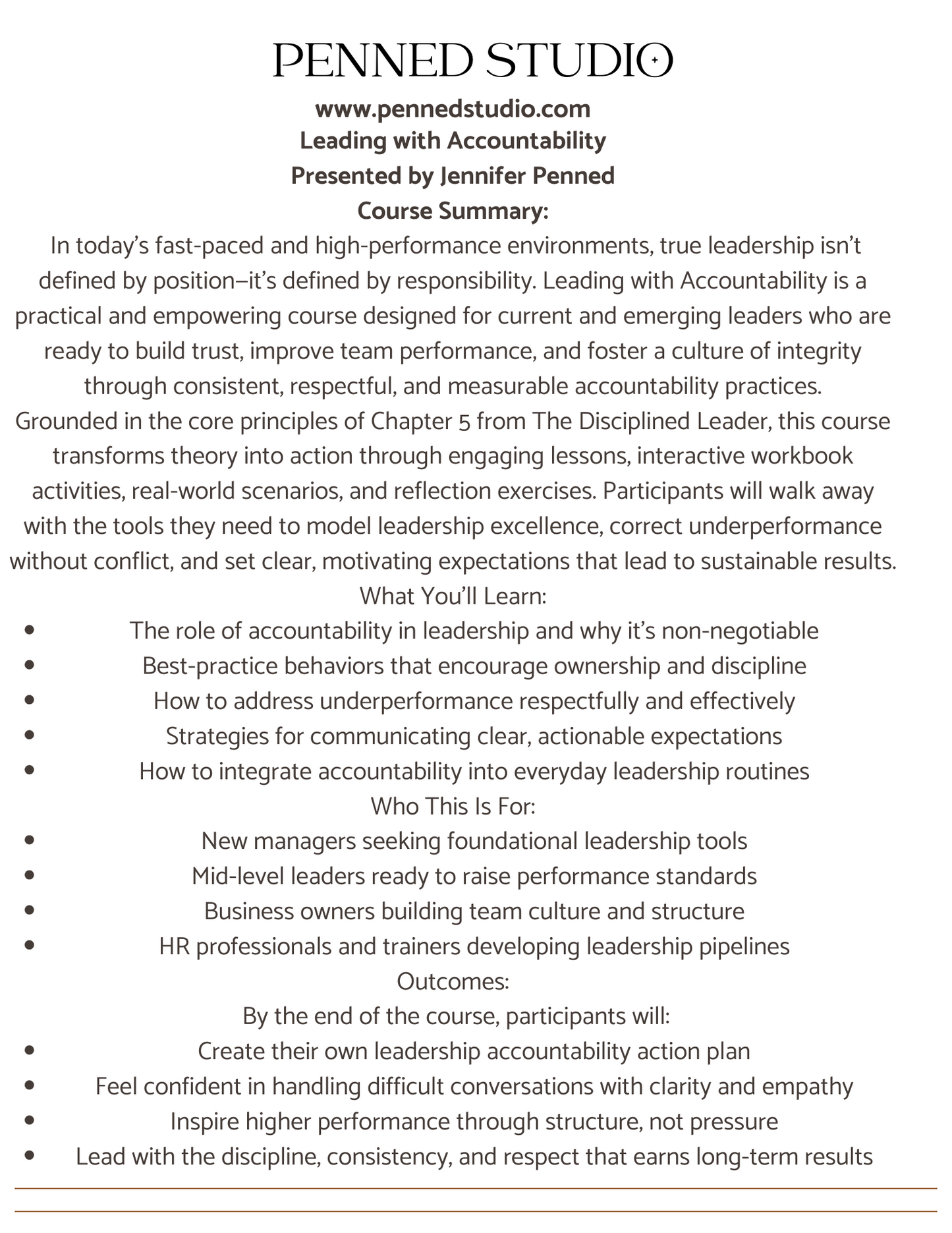 Playbook Workbook Course: Mastering Accountability