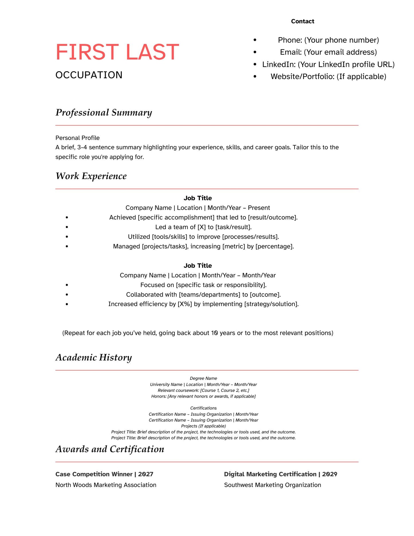 Classic Peach - Resume