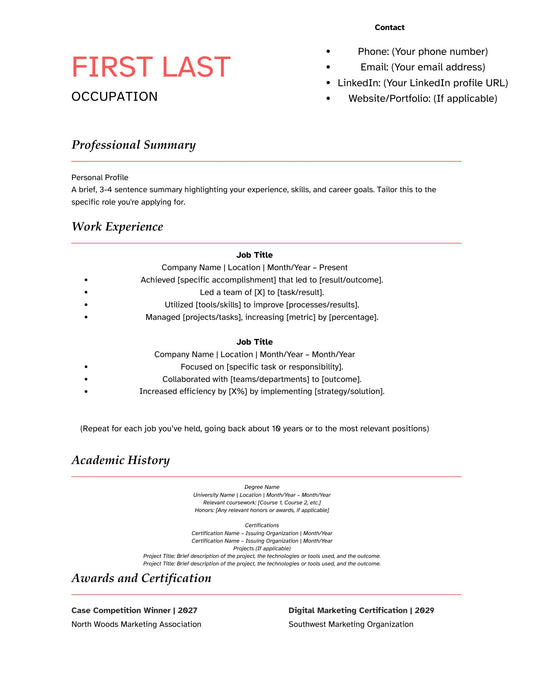 Classic Peach - Resume