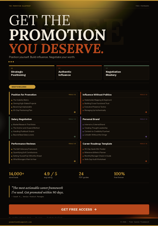 FREE Career Advancement framework and Promotion strategies